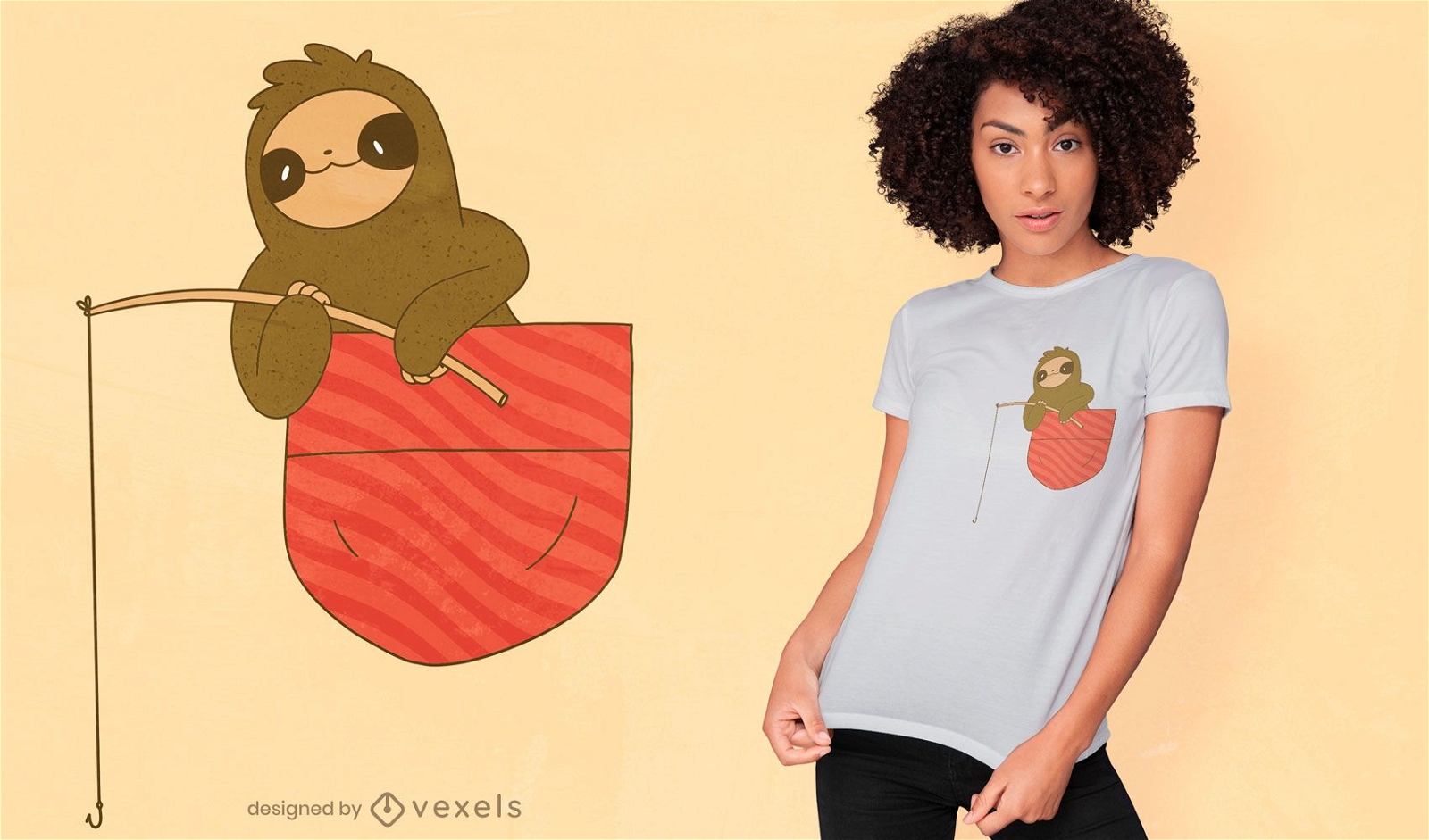 Fishing sloth t-shirt design