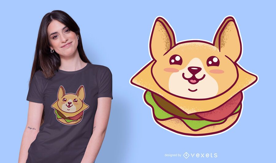 Kawaii corgi burger t-shirt design Kawaii corgi burger t-shirt design