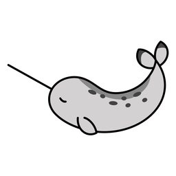 Sleeping cute narwhal stroke Transparent PNG