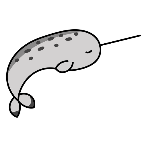 Sleeping cute stroke narwhal  PNG Design