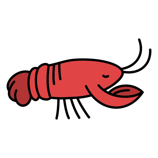 Sideways red lobster stroke PNG Design
