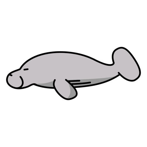 Cute semi flat sideways manatee PNG Design