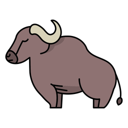 Semi flat african buffalo stroke PNG Design