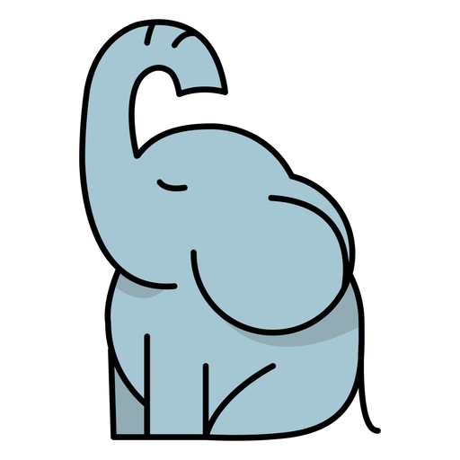 Sitting cute semi flat elephant PNG Design