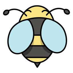 Cute semi flat stroke bee top view PNG Design