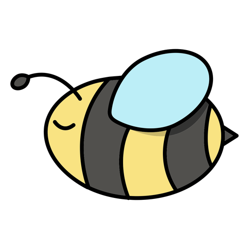 Cute semi flat stroke bee PNG Design