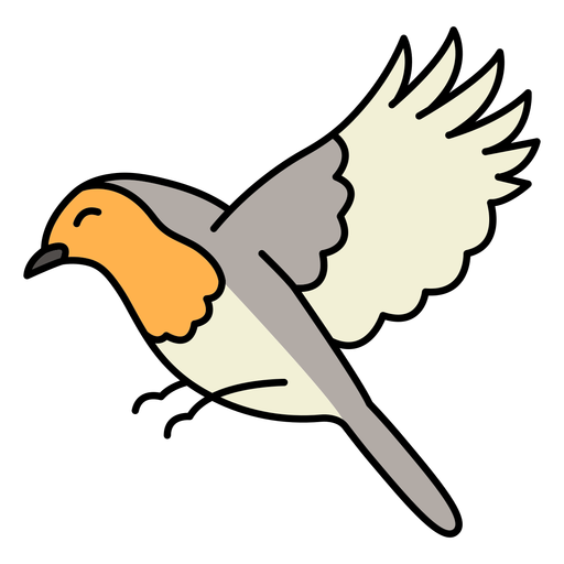 Color stroke flying cute bird PNG Design
