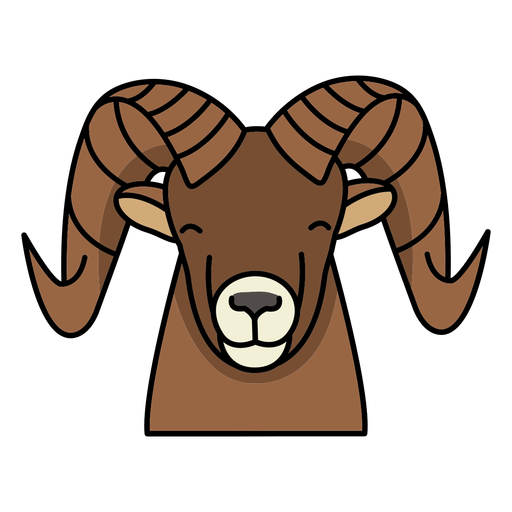 Smiling ram color stroke head PNG Design