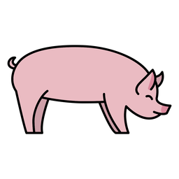 Sideways Simple Color Stroke Pig PNG & SVG Design For T-Shirts