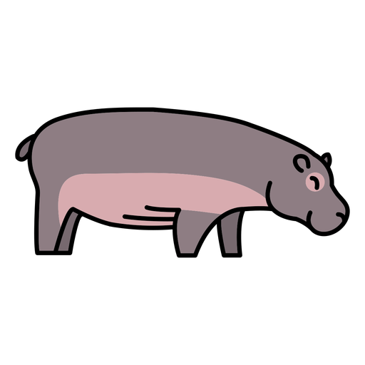 Hipopótamo animal vista lateral Desenho PNG