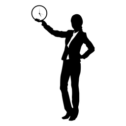 Business woman clock silhouette PNG Design Transparent PNG