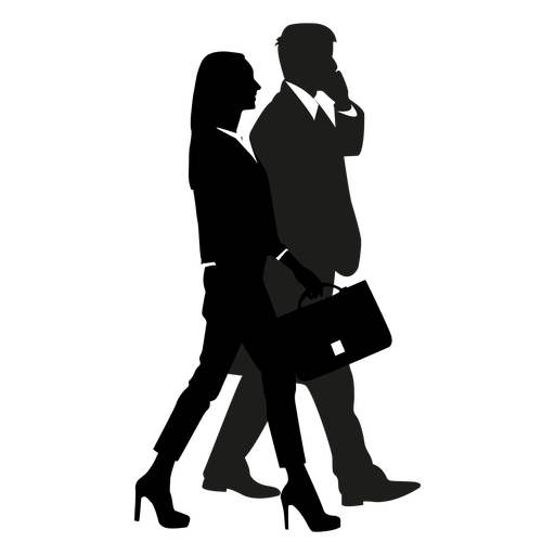 Businessmen walking silhouette PNG Design