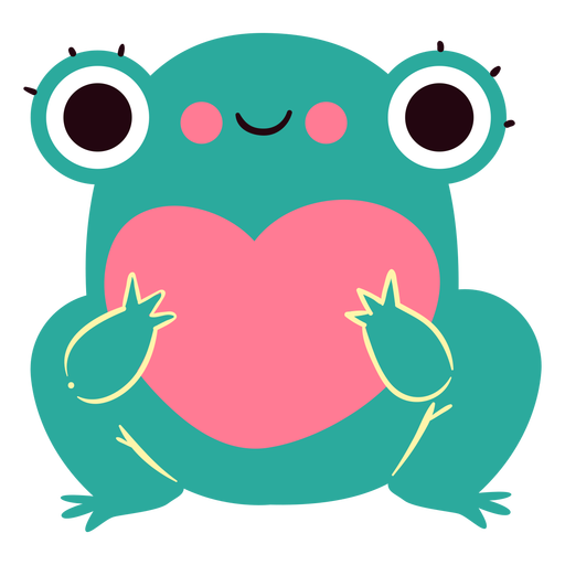 Frog heart cute character