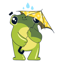 Frog under rain illustration PNG Design