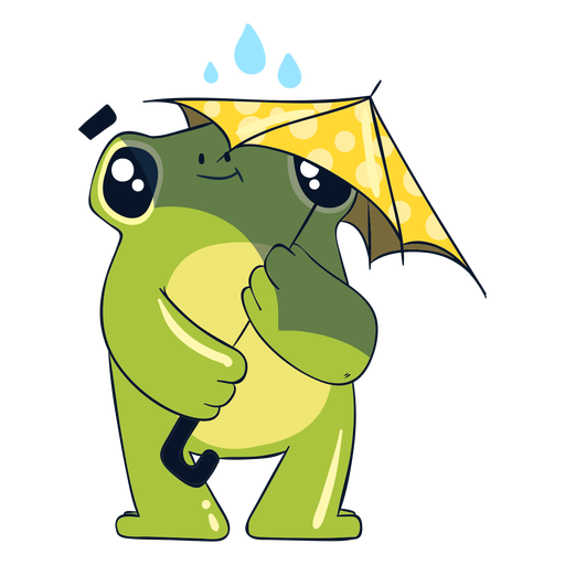 Frog under rain illustration