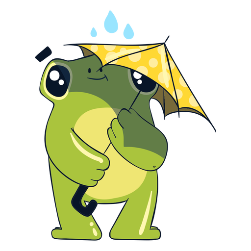 Sapo sob ilustração de chuva Desenho PNG