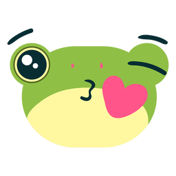 Frog face in love PNG Design