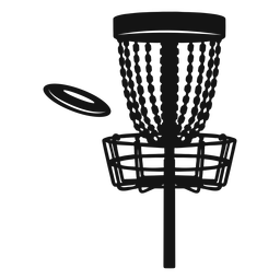 Disc golf basket with frisbee silhouette Transparent PNG