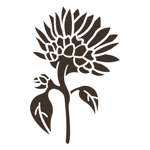 Sunflower silhouette facing backwards