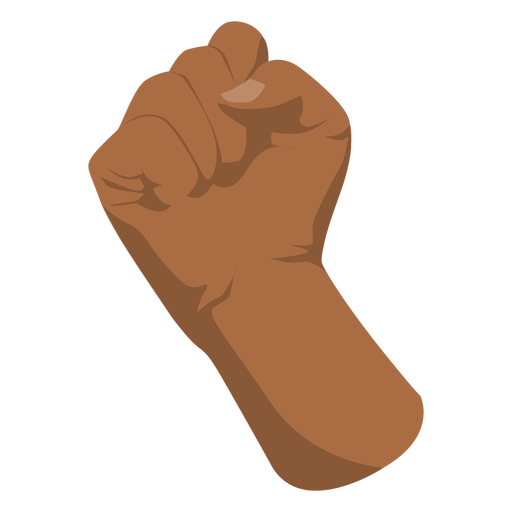 Afro raised fist semi flat hand sign PNG Design