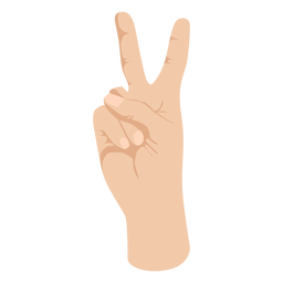 Raised index and middle finger semi flat hand sign  PNG Design Transparent PNG