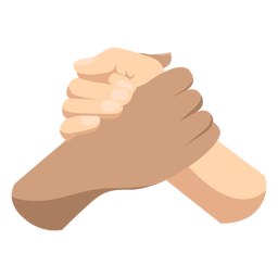 Händeschütteln mit verschiedenen Hauttönen halb flach PNG-Design