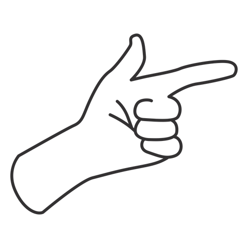 Pointing with index finger stroke hand sign PNG Design