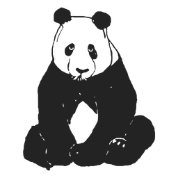 Urso panda sentado no chão Desenho PNG