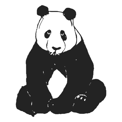 Urso panda sentado no chão Desenho PNG