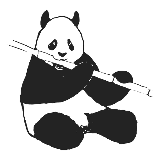 Panda engra?ado comendo bambu Desenho PNG