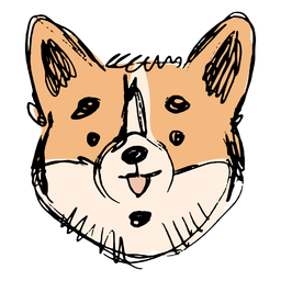 Dibujado a mano linda cara de corgi Diseño PNG