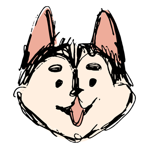 Hand drawn cute husky face PNG Design