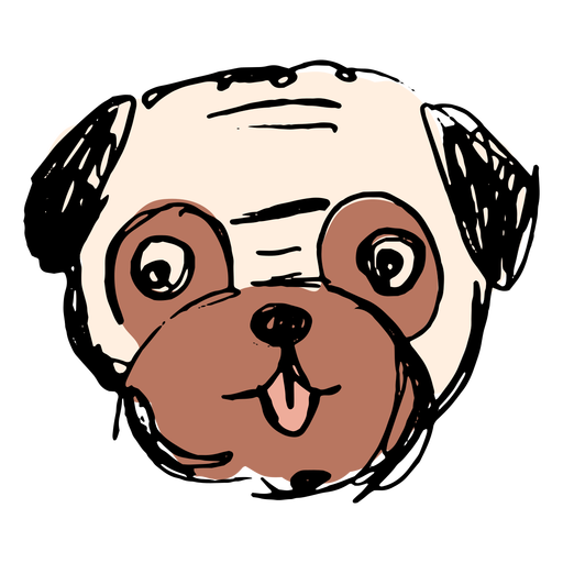 Cara fofa de pug desenhada ? m?o Desenho PNG