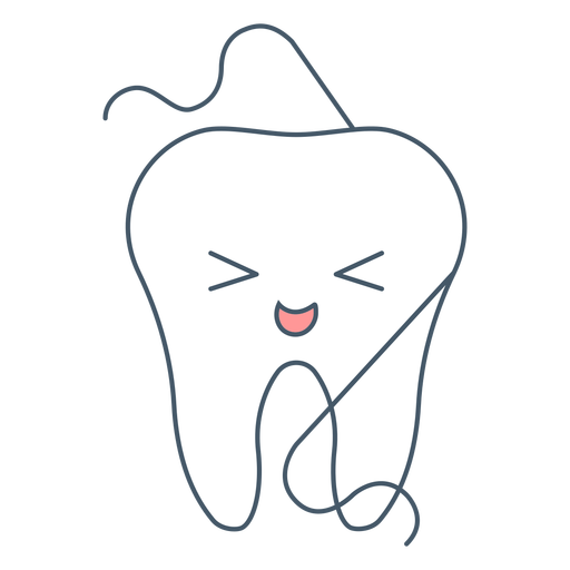Cute smiling simple tooth with dental floss PNG Design