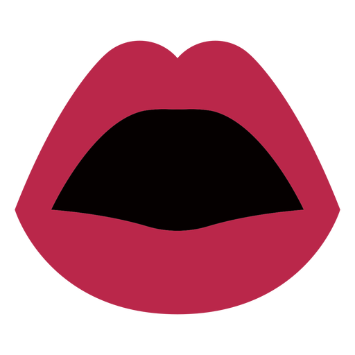 Open mouth red lipstick flat PNG Design