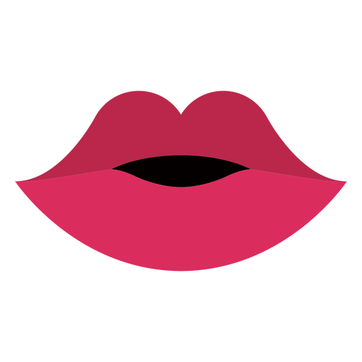 Mund rote Lippen flach PNG-Design