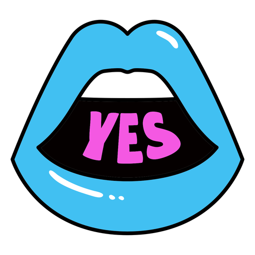 Yes lips color stroke badge PNG Design
