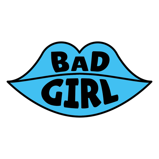 Bad girl lips color stroke badge PNG Design