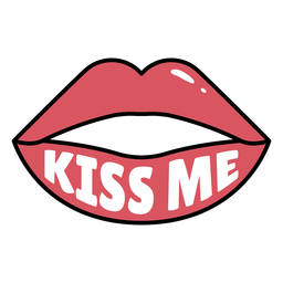 Bésame labios insignia trazo de color Diseño PNG