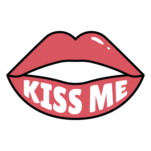 Kiss me lips badge color stroke