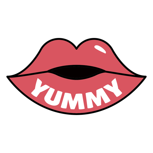 Yummy lips color stroke badge  PNG Design