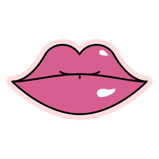 Simple color stroke glossy lips PNG Design