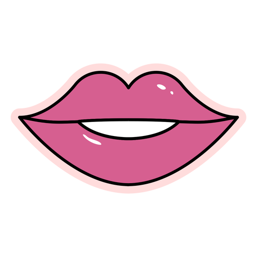 Smiling glossy lips comic PNG Design