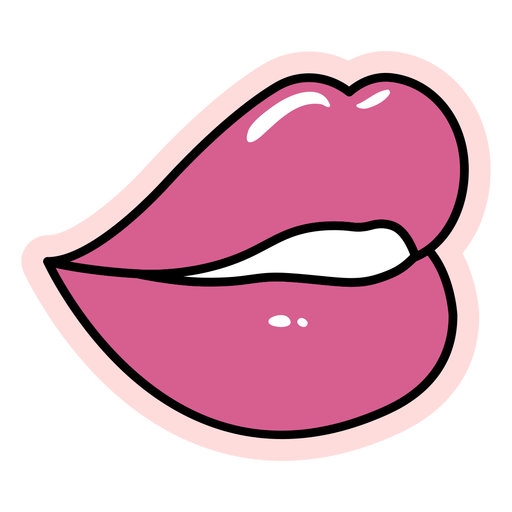Simple sideways glossy lips PNG Design