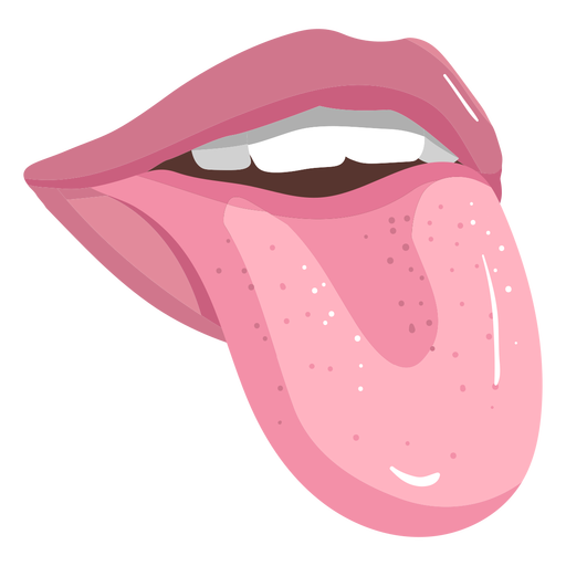 Semi flat mouth with tongue out PNG Design