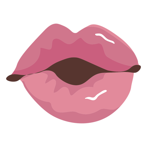Simple semi flat mouth blowing kiss PNG Design