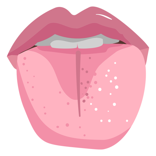 Frontal semi flat mouth with tongue out PNG Design