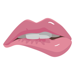 Biting lips semi flat icon Transparent PNG