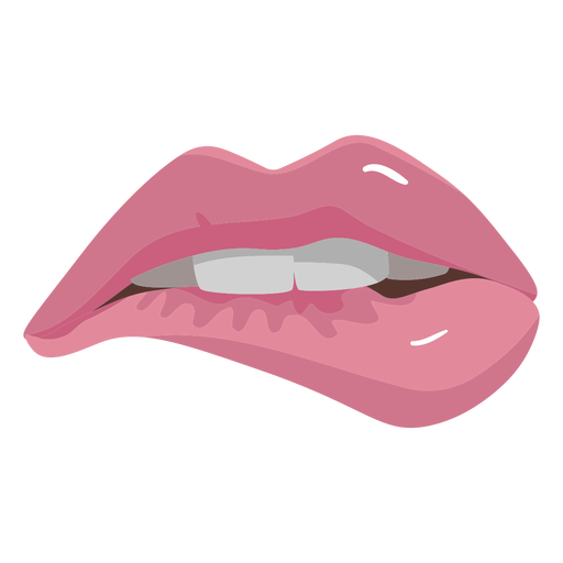 Biting lips semi flat icon