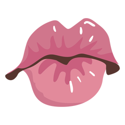 Simple semi-flat mouth blowing kiss Transparent PNG